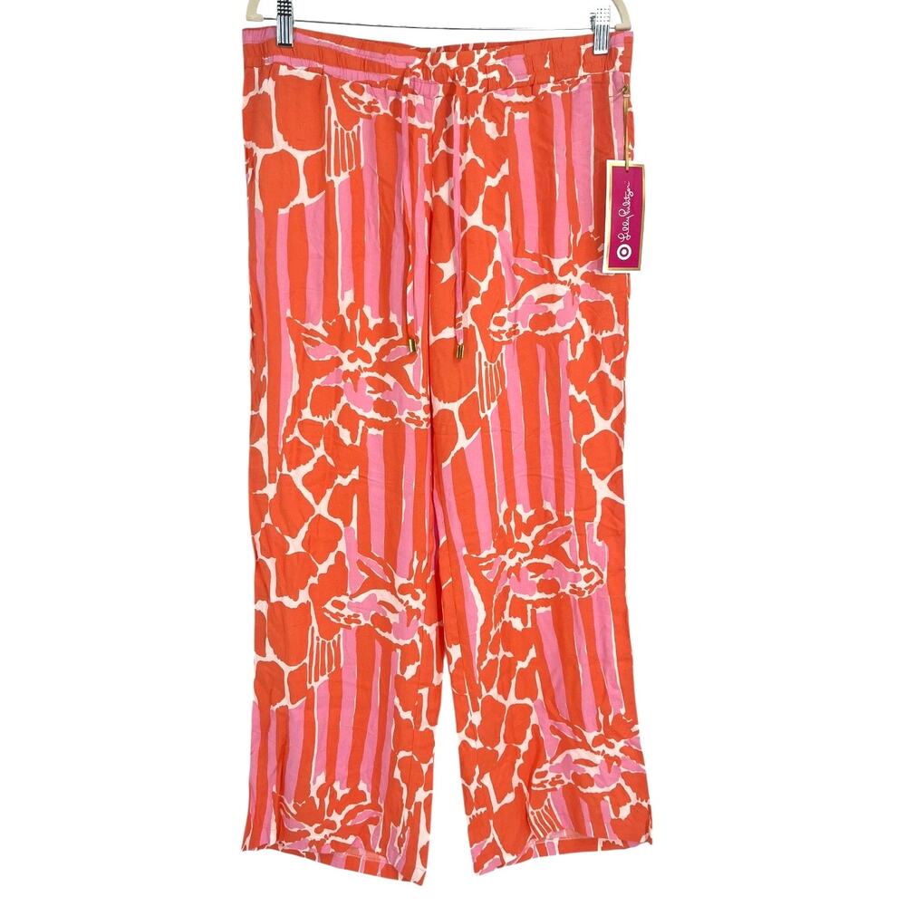 Lilly Pulitzer Target Pants Pink Orange Giraffe Print Women's Medium NEW